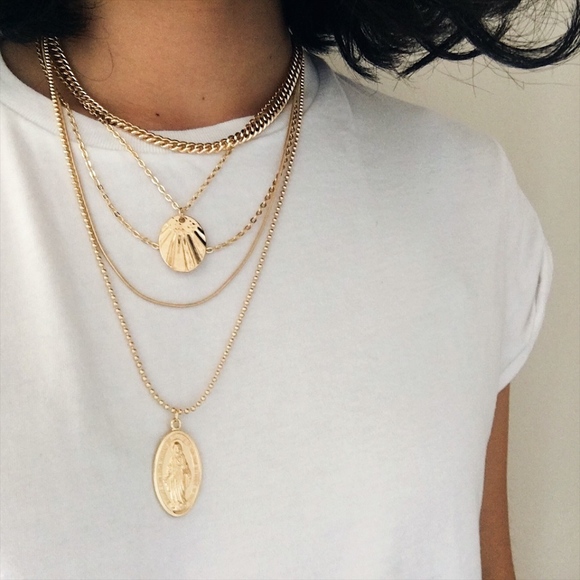 Jewelry - Multi Chain Saint Pendent Necklace